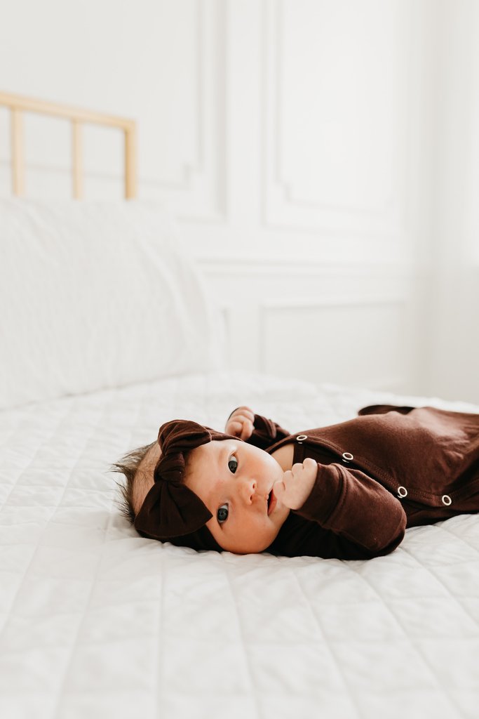 Copper Pearl Knit Headband Bow - Moose