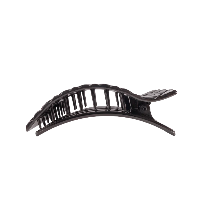 Teleties Quilted Medium Flat Rectangle Hair Clip - Jet Black
