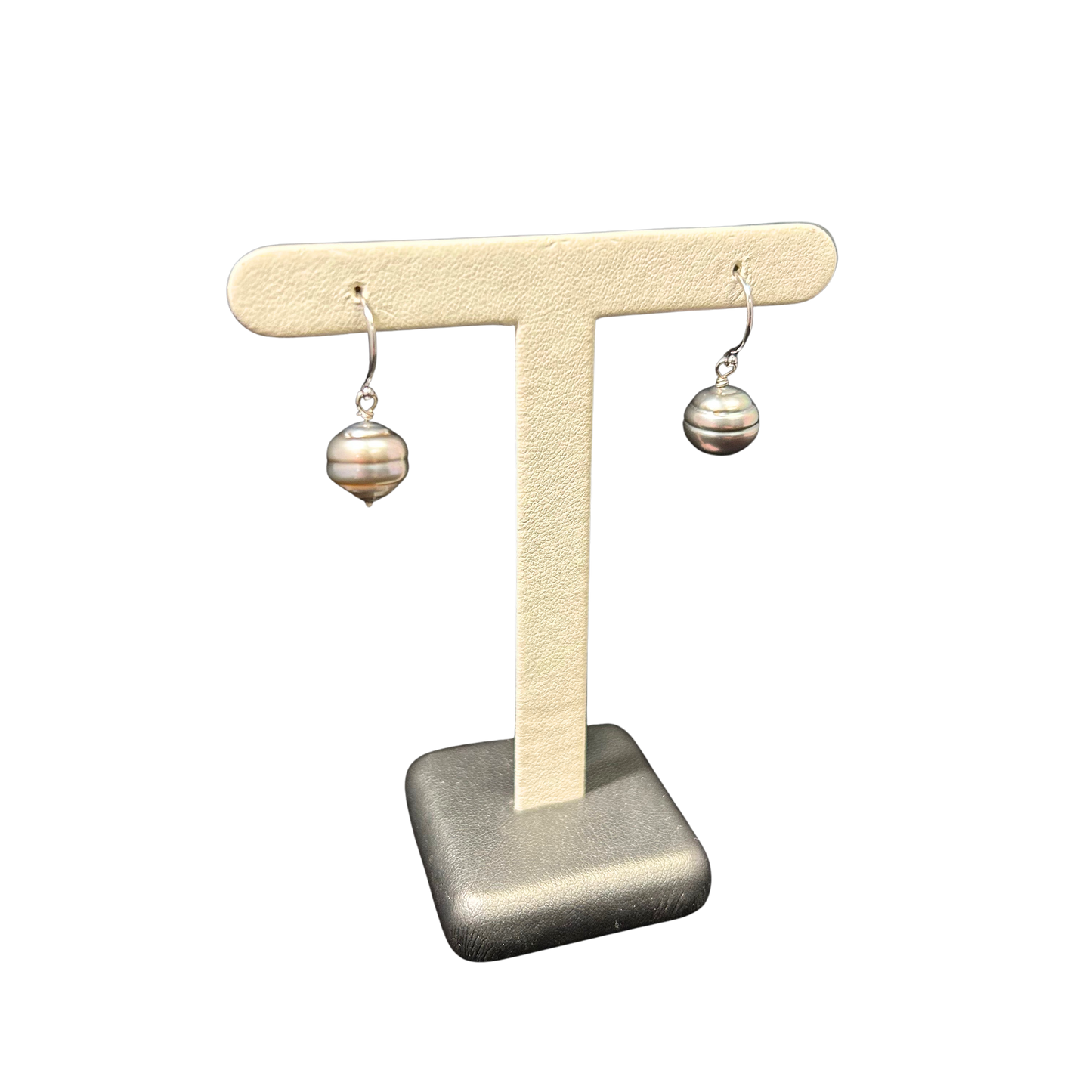 14K White Gold Grey South Sea Pearl Dangle Earrings