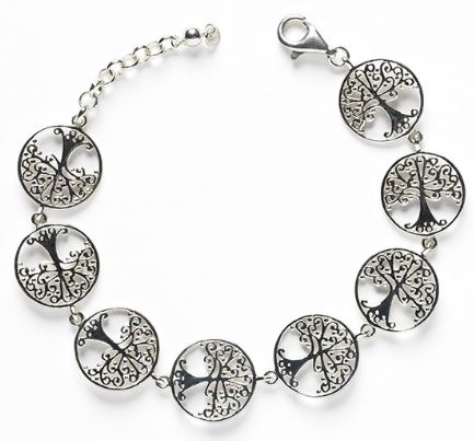 722 DER B208 Southern Gates Sterling Silver Oak Tree Link Bracelet 0