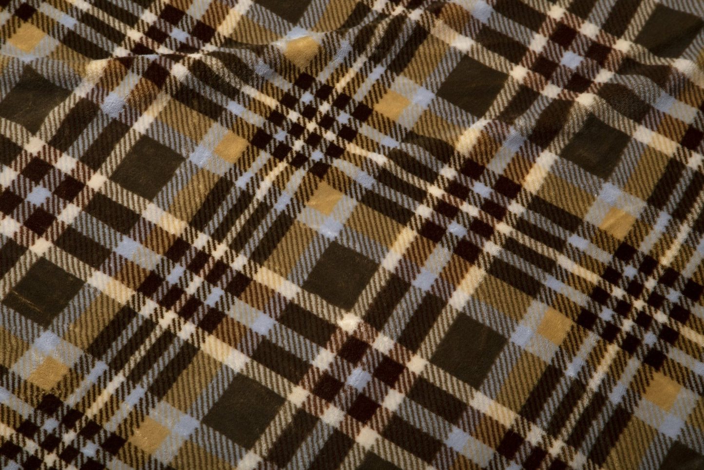 Tan Plaid Sherpa Throw Blanket
