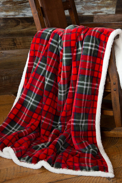 Holiday Plaid Sherpa Throw Blanket