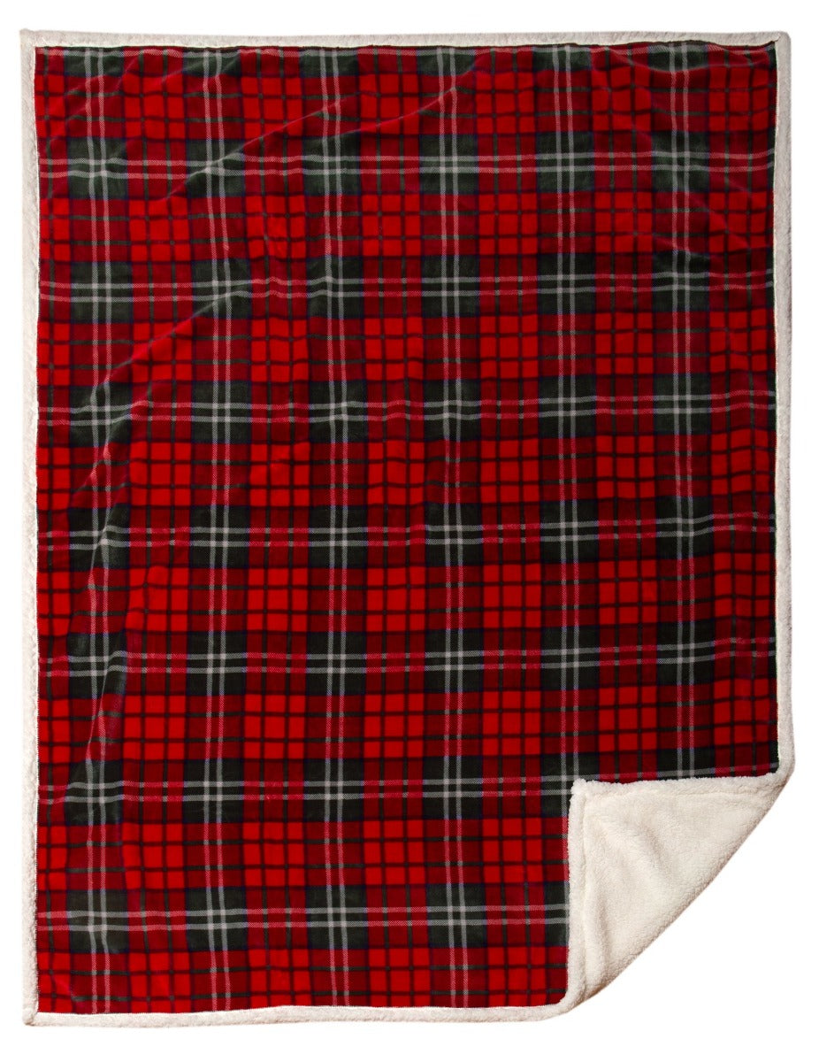 Holiday Plaid Sherpa Throw Blanket