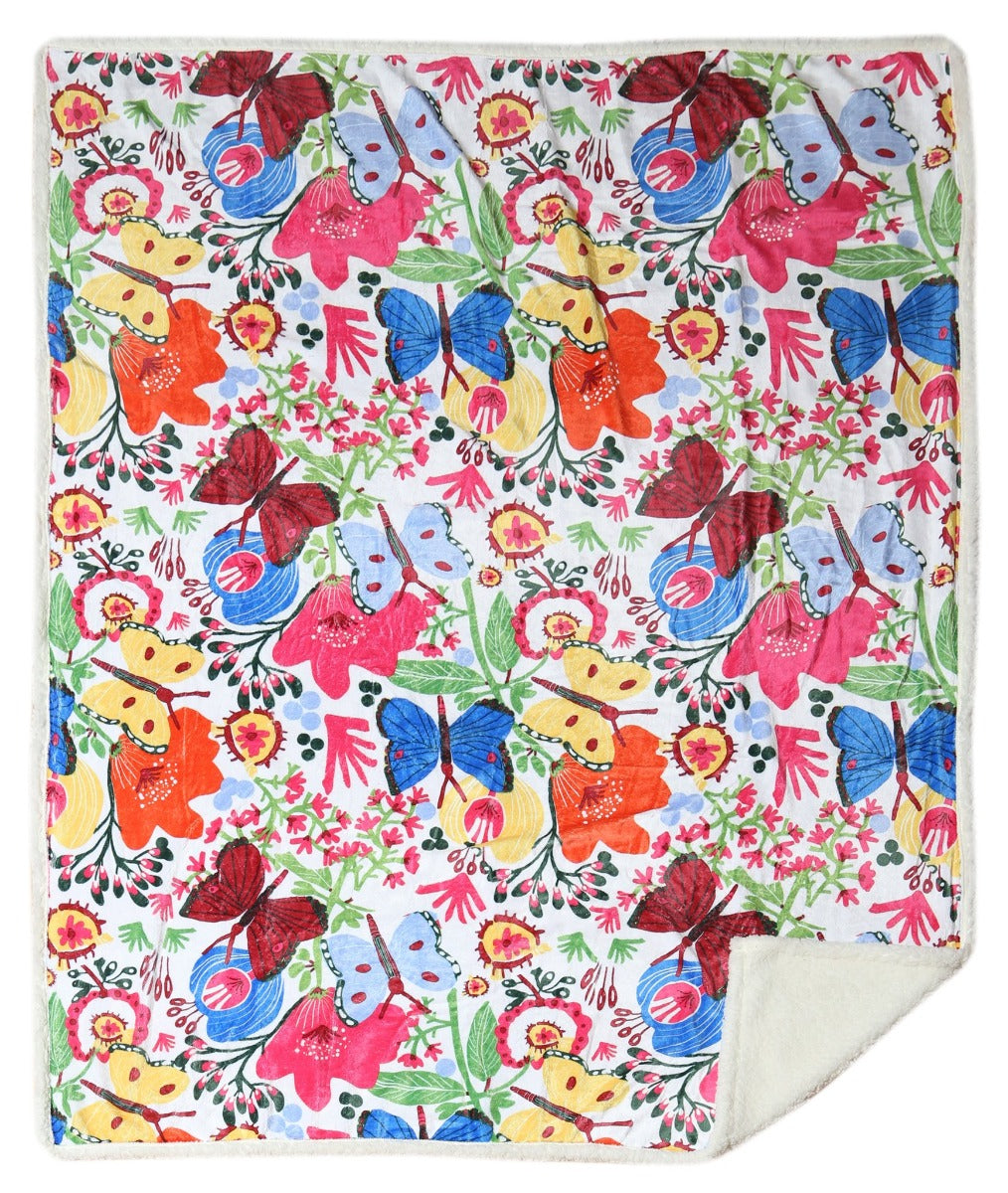 Butterfly Sherpa Throw Blanket