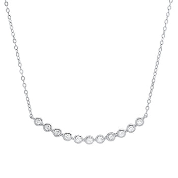 Sterling Silver Multi CZ Bar Necklace