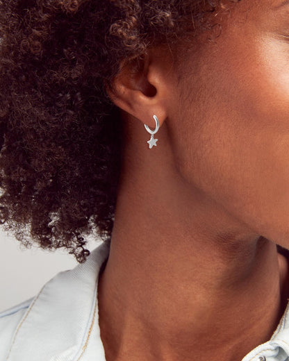 Kendra Scott Jae Star Huggie Earrings in Sterling Silver
