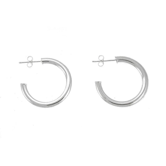 Sterling Silver 4mm Small Post Hoop Earrings - 20mm