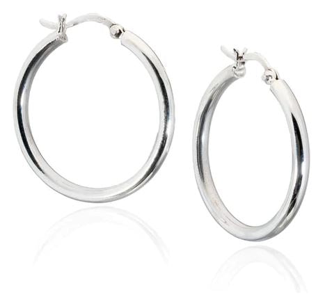 Sterling Silver 3mm Round Hoops - 50mm