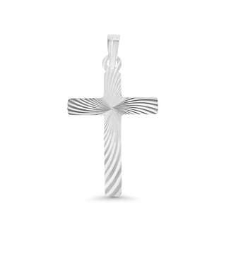 Sterling Silver 34mm Diamond Cut Cross Pendant