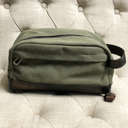 Clemson Olive Wax Canvas Toiletry Bag