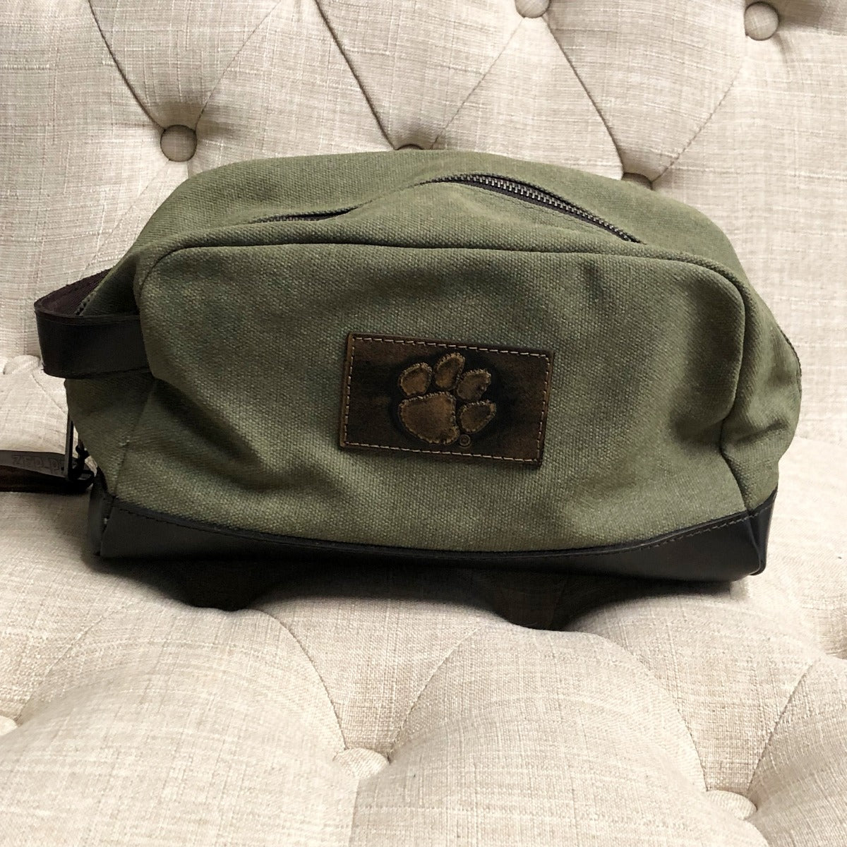 Clemson Olive Wax Canvas Toiletry Bag