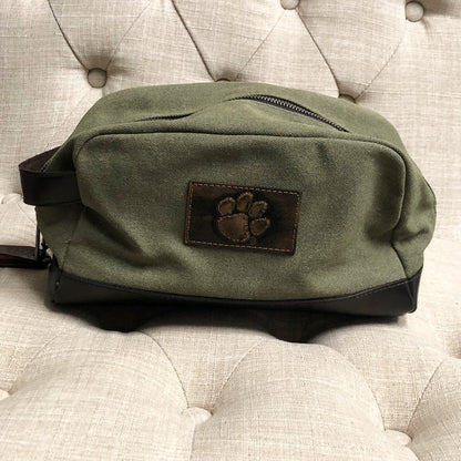 Clemson Olive Wax Canvas Toiletry Bag