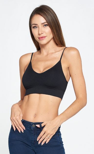 Cross Your Path Ribbed Bralette - Black