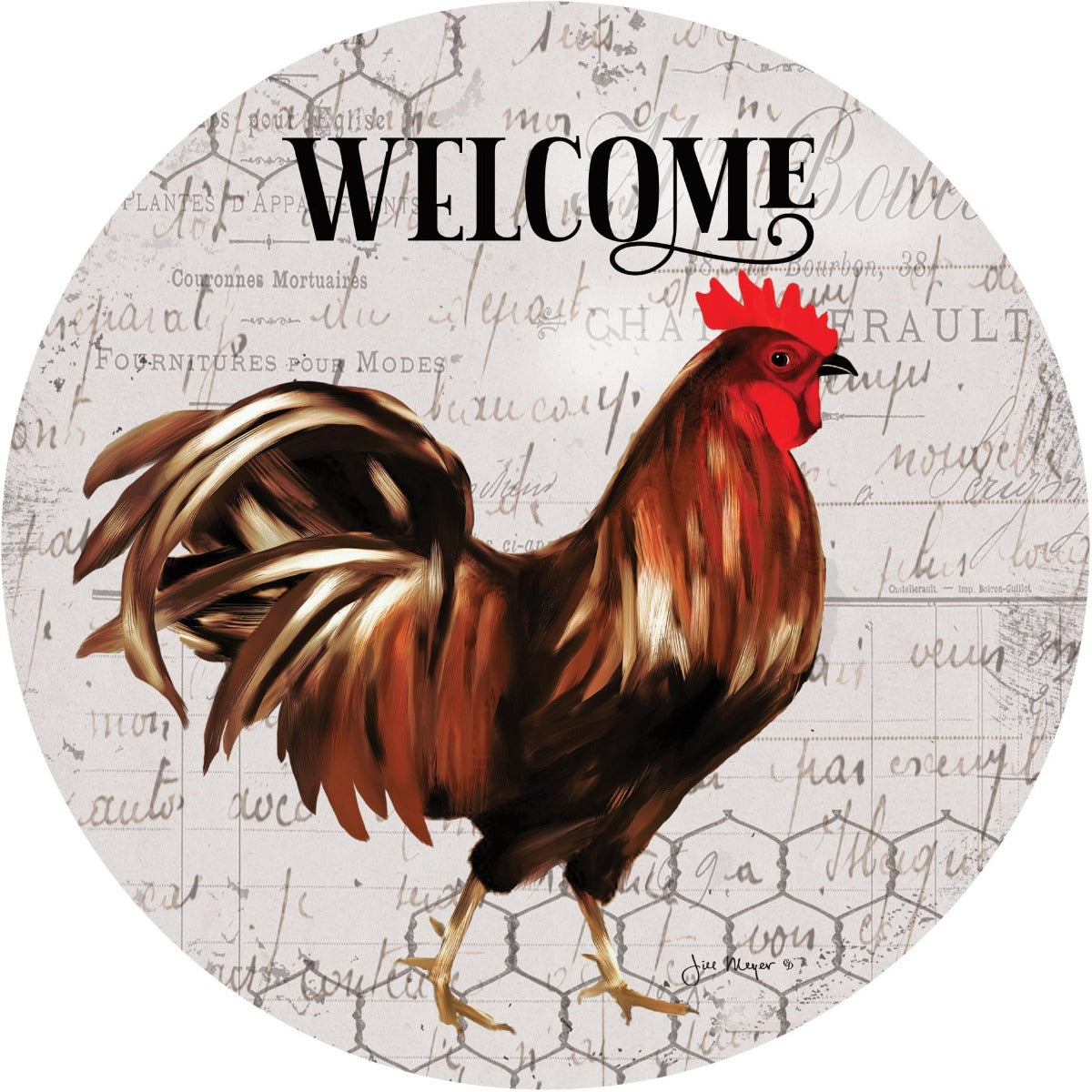 Rooster On Chicken Wire Stepping Stone