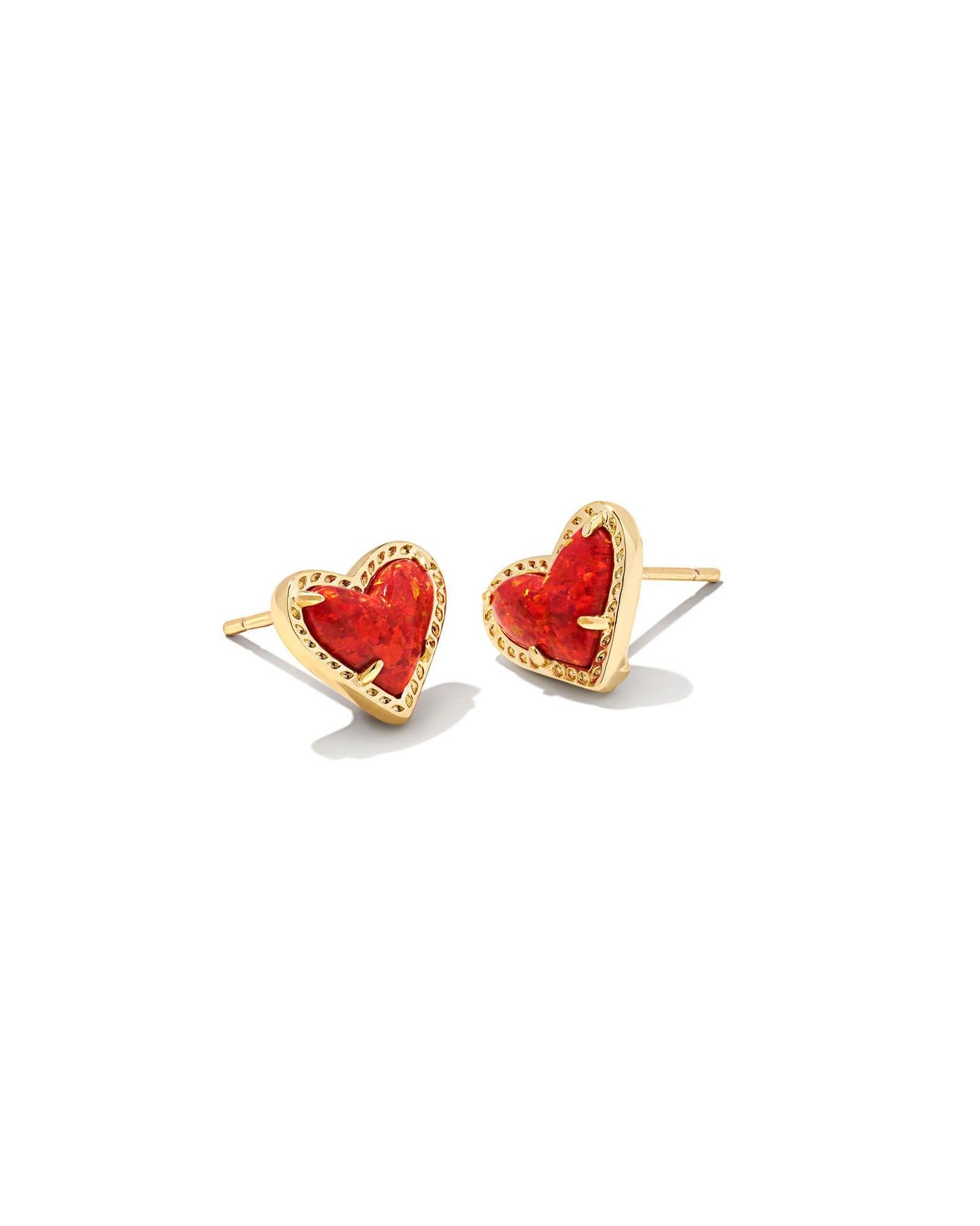 Kendra Scott Ari Heart Stud Earrings in Gold Red