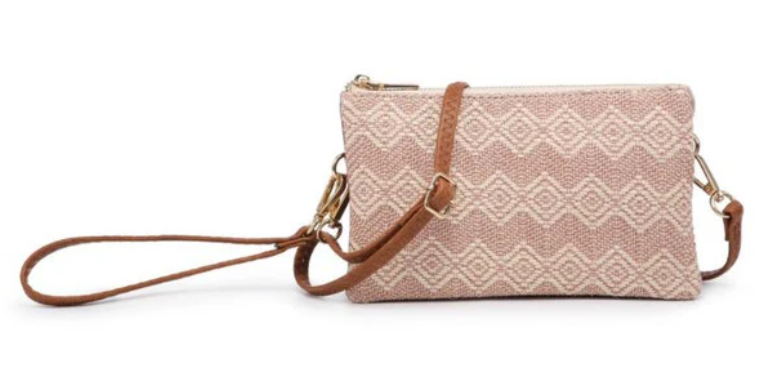 M013DIA-MV Jen & Co Riley Crossbody Woven Diamond Mauve