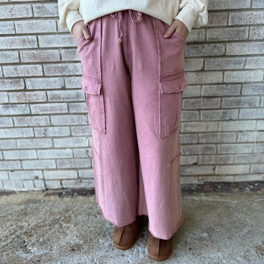 Soft Breeze Wide Leg Pants In Faded Plum
