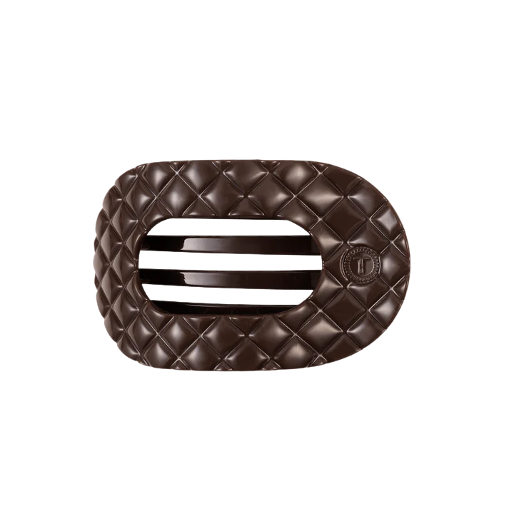 Teleties Quilted Medium Flat Round Hair Clip - Truly Taupe