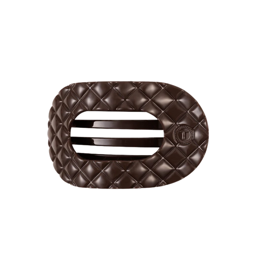 Teleties Quilted Medium Flat Round Hair Clip - Truly Taupe