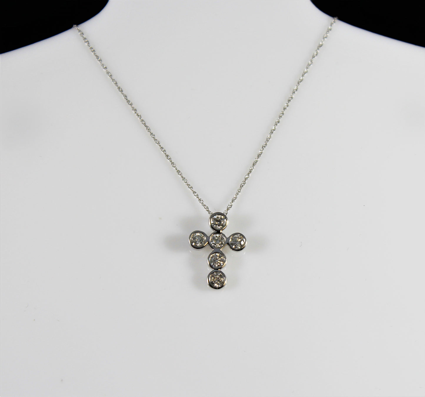 Ladies 14K White Gold Diamond Cross Pendant - .46Ct