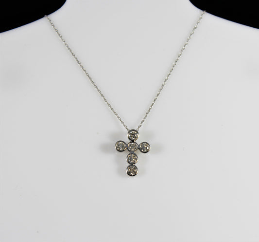 Ladies 14K White Gold Diamond Cross Pendant - .46Ct