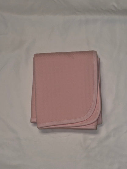 Baby Receiving Blankets with Pearl Quilted Design in Pink, White, or Blue