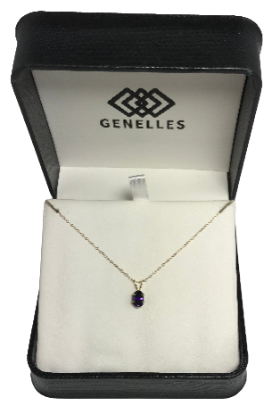 PB0751BS 14K Yellow Gold Birthstone Pendant February Necklace