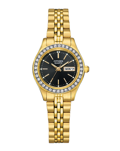 Ladies Citizen Crystal Black Face Watch