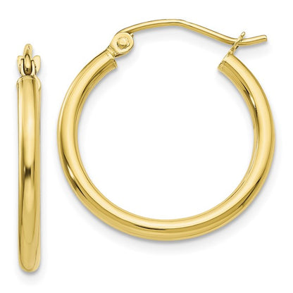 10K Yellow Gold 2mm Tube Hoop Earrings
