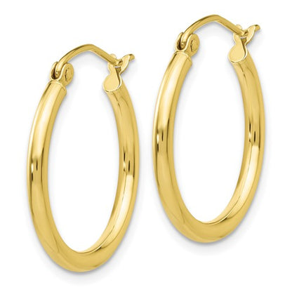 10K Yellow Gold 2mm Tube Hoop Earrings
