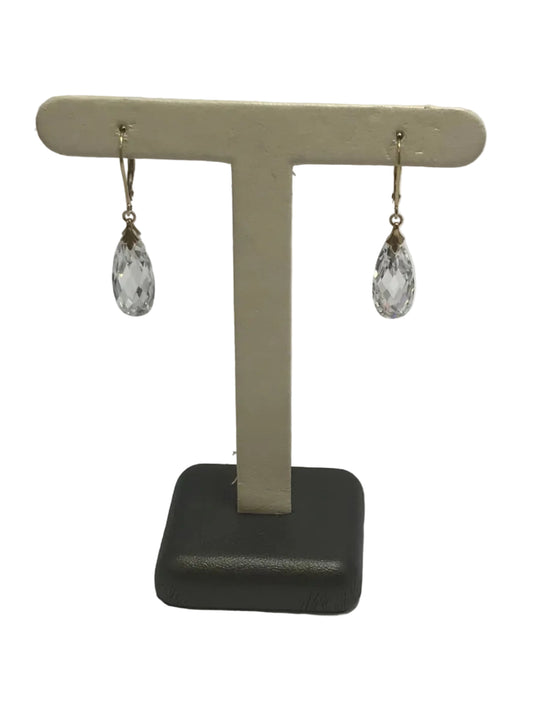 U 43556 14K YG Crystal Teardrop Lever Back Dangle Earrings