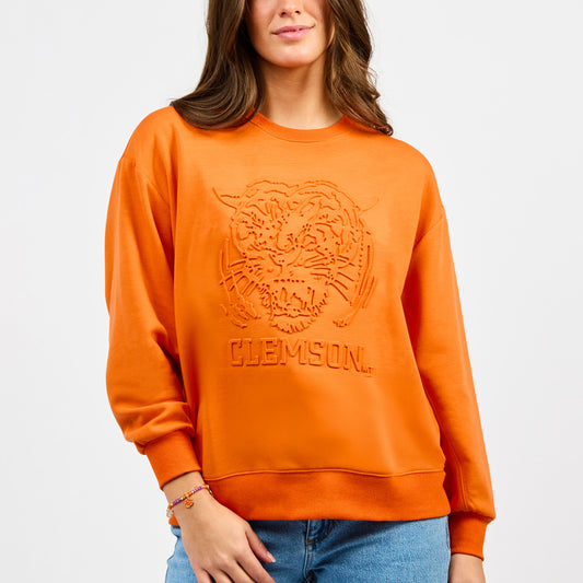 76857 Mary Square Clemson Tiger Sarah Sweatshirt Orange