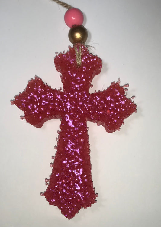 BEADED FANCY CROSS Funky Fleur De Lis Signature Freshie