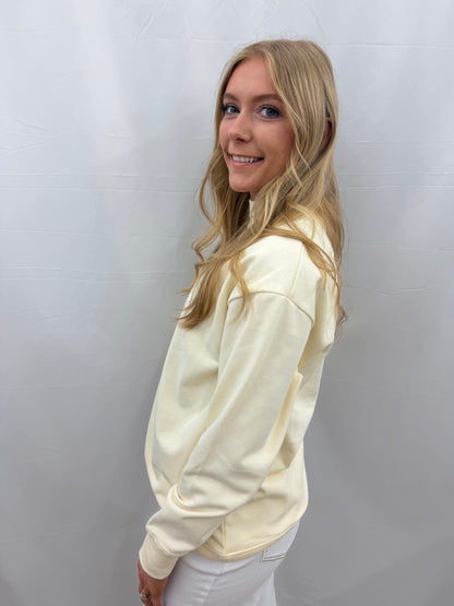 9266-BL Grace & Emma Mock Neck Sweatshirt Ivory