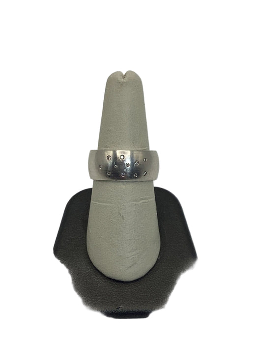 9347 Sterling Silver .08Ct Wide Band Diamond Ring