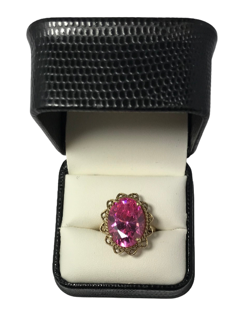 U 172817 10K Yellow Gold Pink Ice Statement Ring