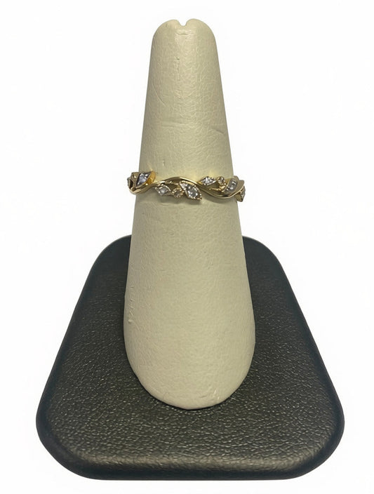 B-R-090541 10K Yellow Gold  .17CTTW Leaf Design Band 0