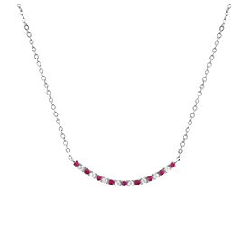 Sterling Silver Created Ruby & Cubic Zirconia Necklace