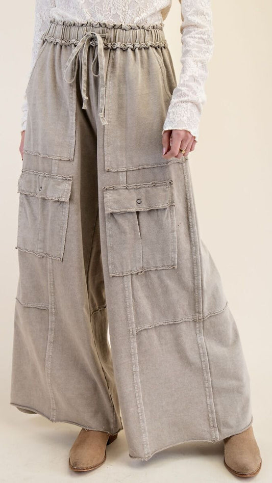 Plus Size Soft Breeze Wide Leg Pants in Mushroom