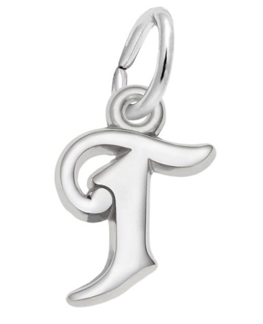 Curly Initial T Charm - Rembrandt