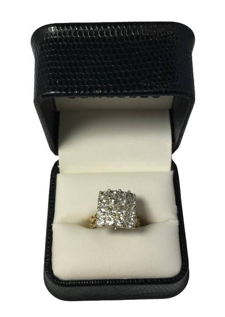 U 155372 10K Yellow Gold CZ Cluster Ring with Nugget Band