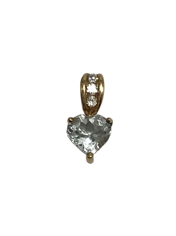 U 41424 10k Yellow Gold Light Blue/Clear Stone Pendant