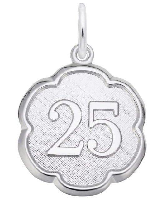 Number Twenty Five Scalloped Disc Charm - Rembrandt