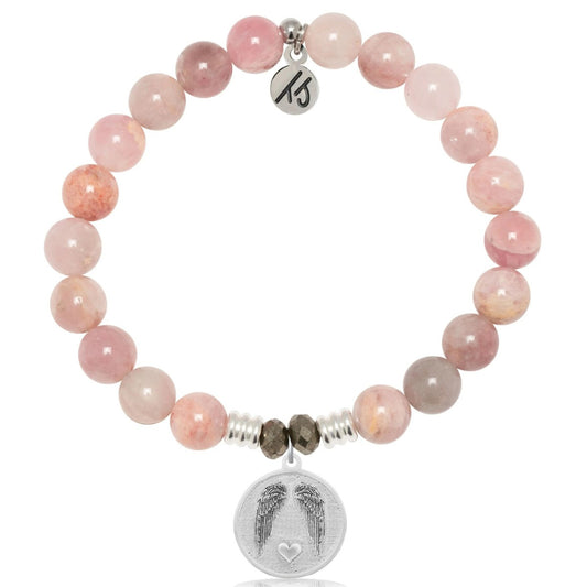 Madagascar Quartz Gemstone Beaded Bracelet with Guardian Sterling Silver Charm