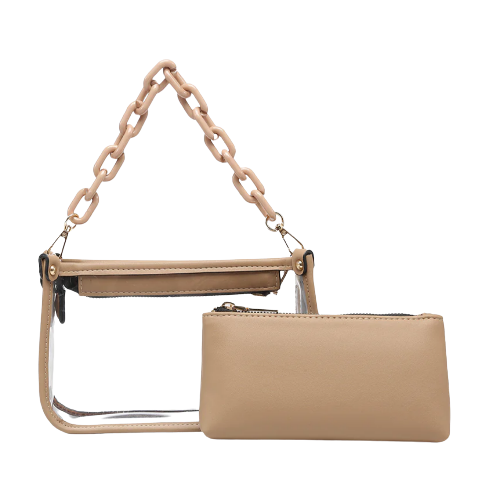 Jessica Clear Crossbody in Taupe