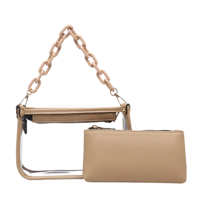 Jessica Clear Crossbody in Taupe