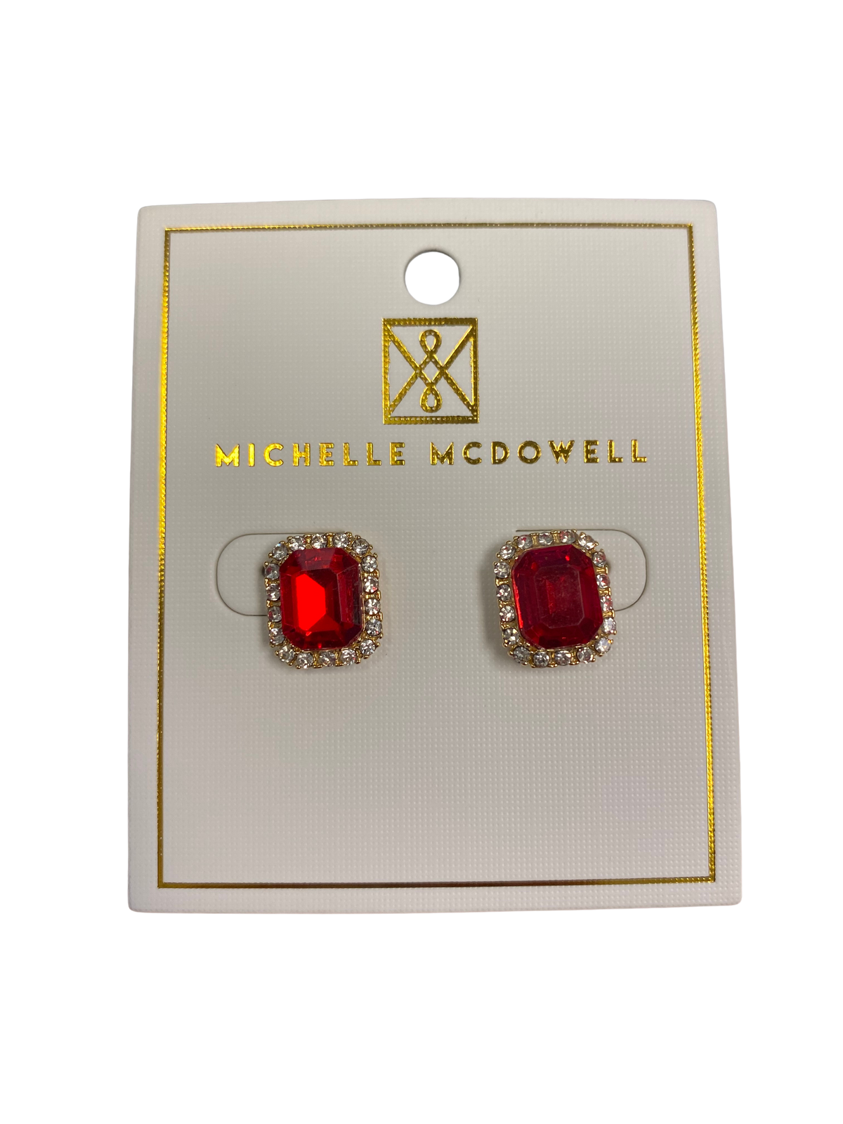 79838 Michelle McDowell Gold Tone Hadley Red Stone Earrings 0