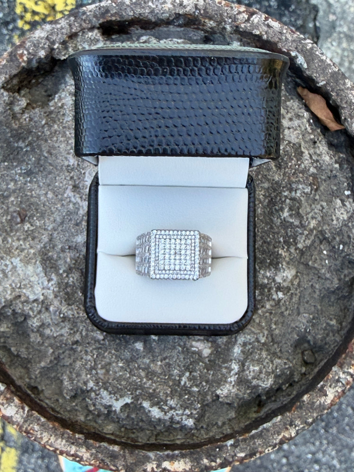 Sterling Silver Men's CZ Square Cluster Ring Size 10 1/2 0