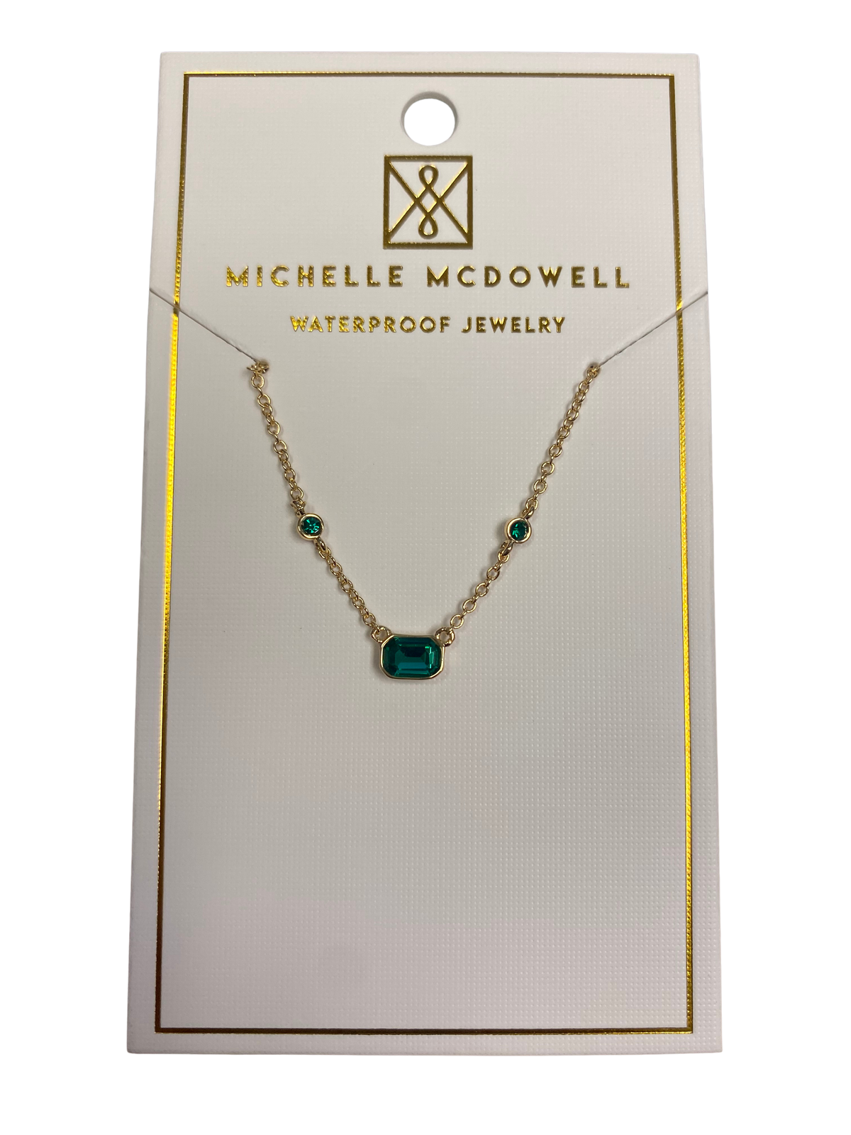 79843 Michelle McDowell Gold Tone Hadley Green Stone Necklace 0