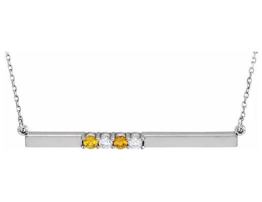 Sterling Silver 4-Stone Family Bar Necklace